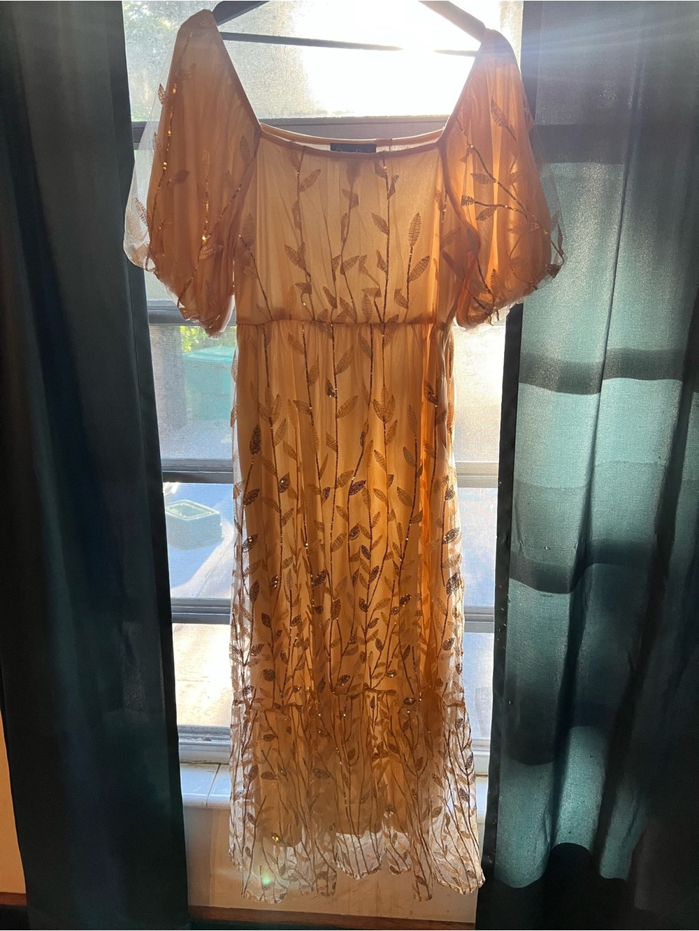 Gold Sequined Maternity Maxi Dress